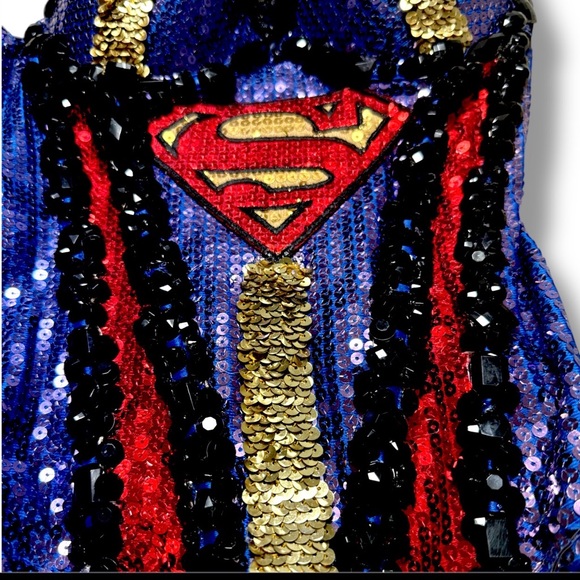 LED Halloween Costume Corset, Supergirl, Superhero, Size M, Sequins, Top, - Picture 3 of 16